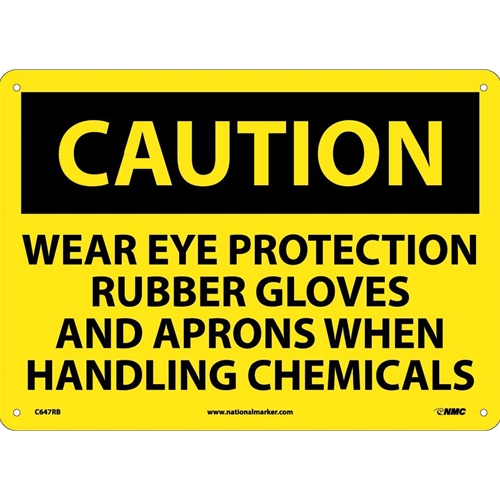 Caution Wear Ppe When Handling Chemicals Sign (C647RB)