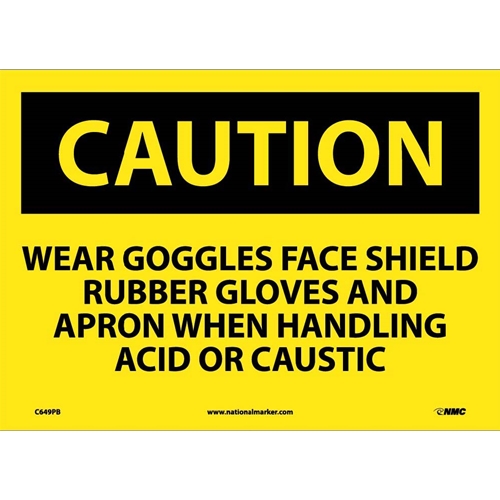 Caution Wear Ppe When Handling Chemicals Sign (C649PB)