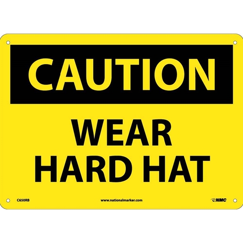 Caution Wear Hard Hat Sign (C650RB)