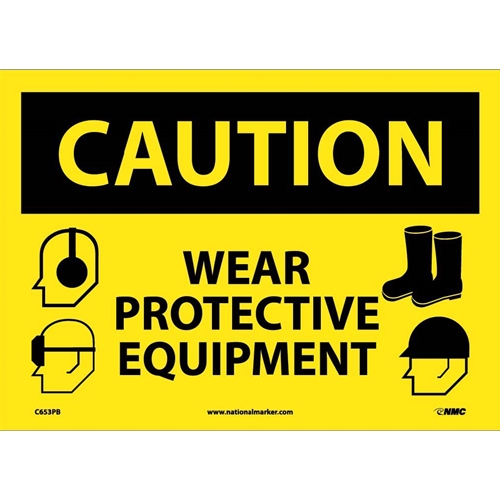Caution Wear Protective Equipment Sign (C653PB)