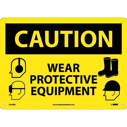 Caution Wear Protective Equipment Sign (C653RB)