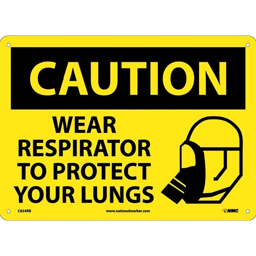 Caution Wear Respirator To Protect Your Lungs Sign (C654RB)