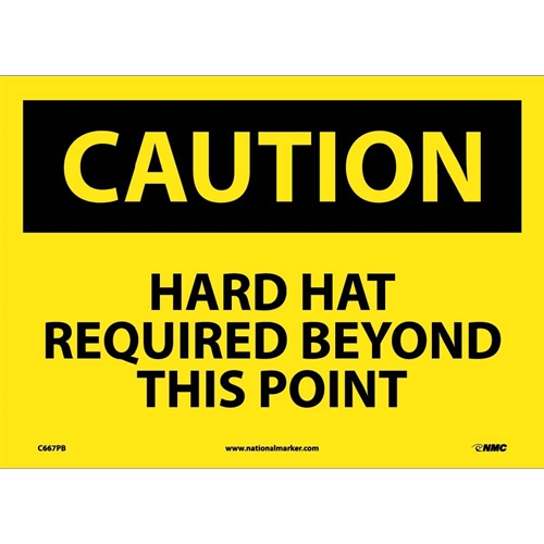 Caution Hard Hat Required Beyond This Point Sign (C667PB)