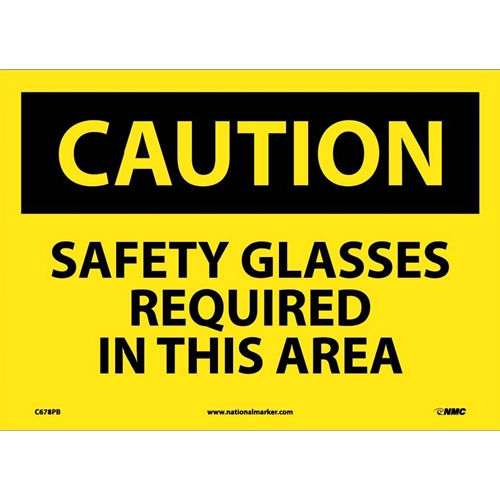 Caution Safety Glasses Required In This Area Sign (C678PB)