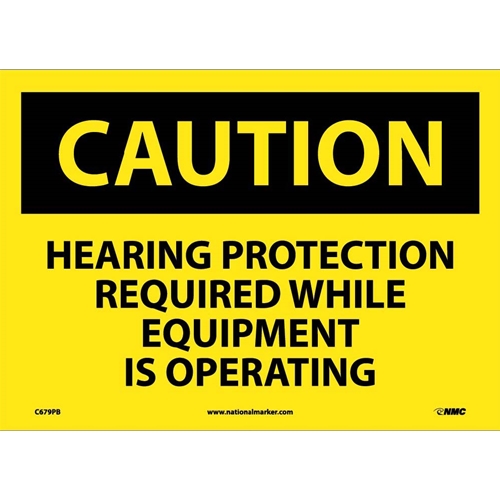 Caution Hearing Protection Required Sign (C679PB)
