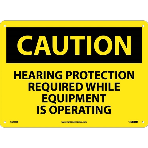 Caution Hearing Protection Required Sign (C679RB)