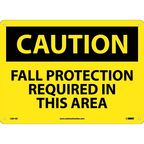 Caution Fall Protection Required In This Area Sign (C681AB)