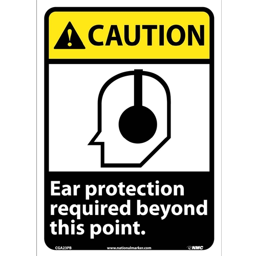 Caution Ear Protection Required Sign (CGA23PB)