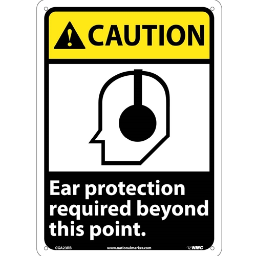 Caution Ear Protection Required Sign (CGA23RB)