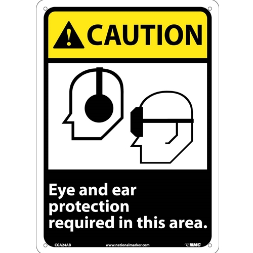 Caution Eye And Ear Protection Required Sign (CGA24AB)