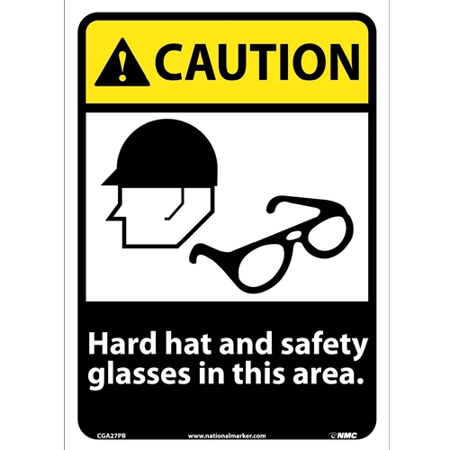Caution Hard Hat And Safety Glasses In This Area Sign (CGA27PB)