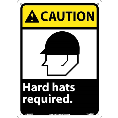 Caution Hard Hats Required Sign (CGA28AB)