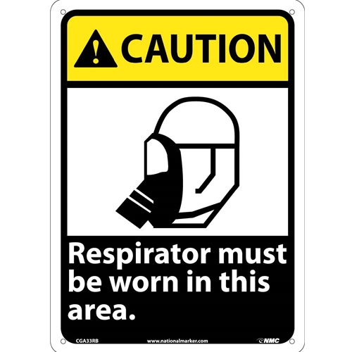 Caution Respirator Must Be Worn In This Area Sign (CGA33RB)
