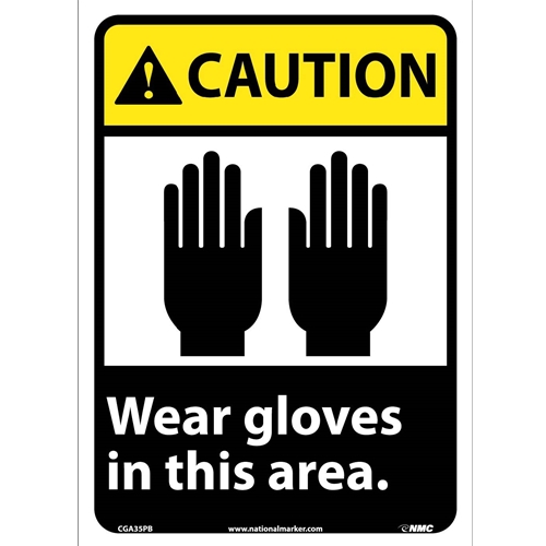 Caution Wear Gloves In This Area Sign (CGA35PB)