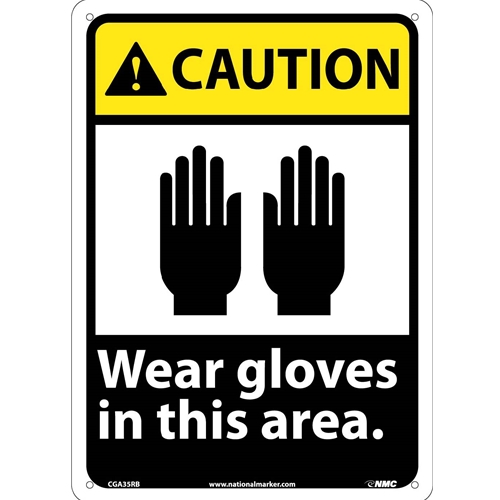 Caution Wear Gloves In This Area Sign (CGA35RB)