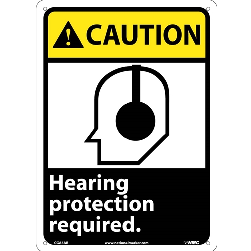 Caution Hearing Protection Required Sign (CGA5AB)