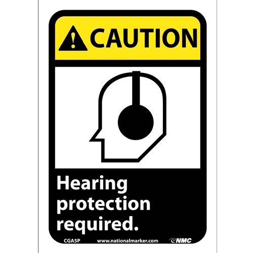 Caution Hearing Protection Required Sign (CGA5P)