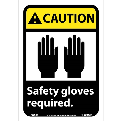 Caution Safety Gloves Required Sign (CGA8P)