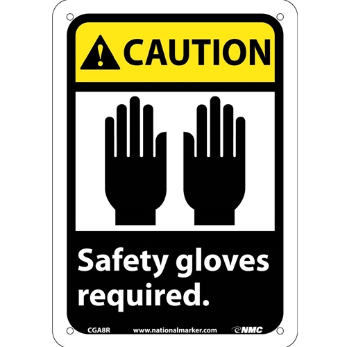 Caution Safety Gloves Required Sign (CGA8R)