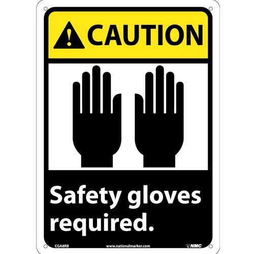 Caution Safety Gloves Required Sign (CGA8RB)