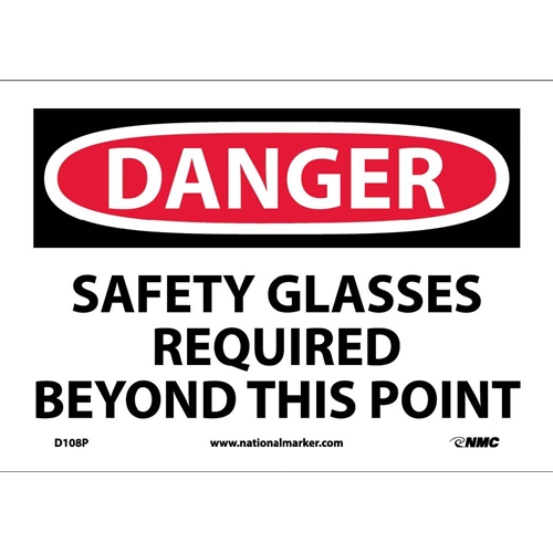 Danger Eye Protection Required Sign (D108P)