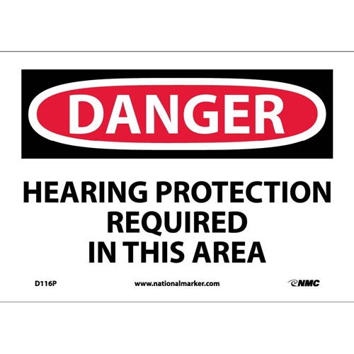 Danger Hearing Protection Required In This Area Sign (D116P)