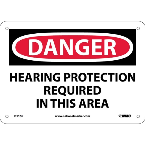 Danger Hearing Protection Required In This Area Sign (D116R)