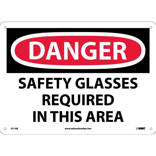 Danger Safety Glasses Required In This Area Sign (D11AB)