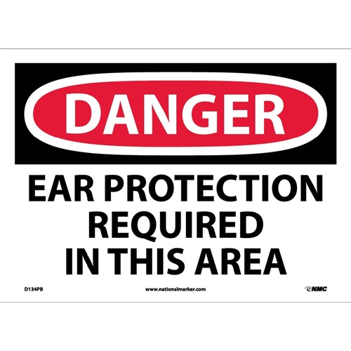 Danger Ear Protection Required In This Area Sign (D134PB)