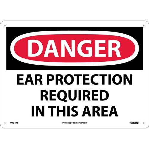 Danger Ear Protection Required In This Area Sign (D134RB)