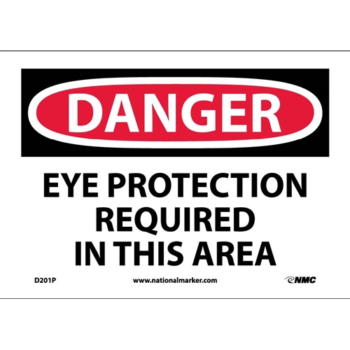 Danger Eye Protection Required In This Area Sign (D201P)