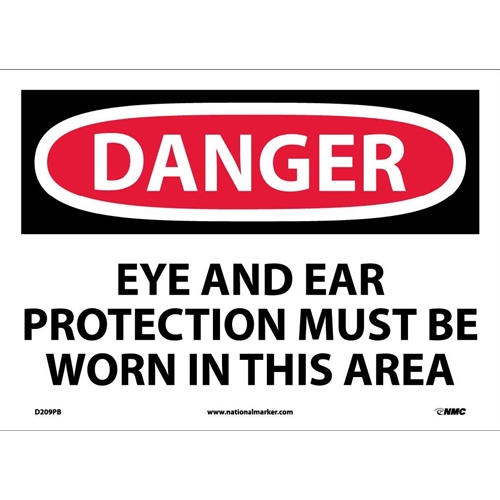 Danger Eye And Ear Protection Must Be Worn Sign (D209PB)