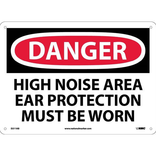 Danger High Noise Area Ear Protection Must Be Worn Sign (D211AB)