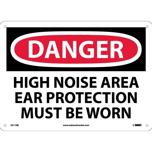 Danger High Noise Area Ear Protection Must Be Worn Sign (D211RB)