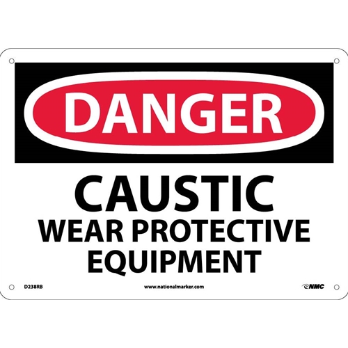 Danger Caustic Wear Protective Equipment Sign (D238RB)