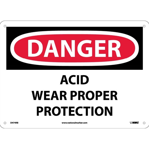 Danger Acid Wear Proper Protection Sign (D474RB)