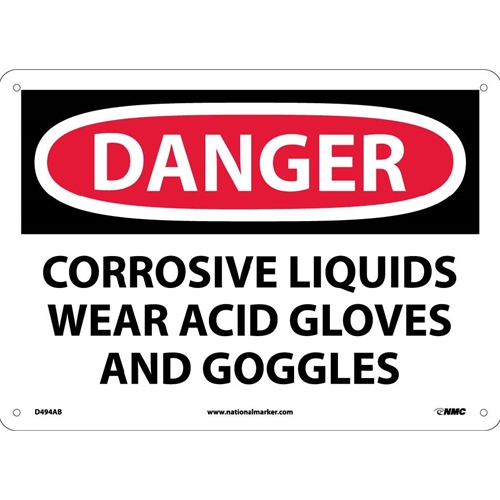 Danger Corrosive Wear Acid Gloves And Goggles Sign (D494AB)