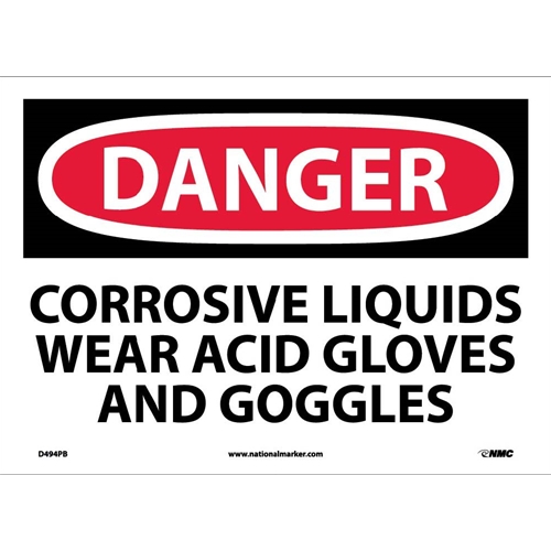 Danger Corrosive Wear Acid Gloves And Goggles Sign (D494PB)