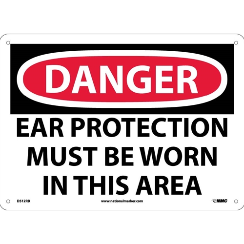 Danger Ear Protection Must Be Worn In This Area Sign (D512RB)
