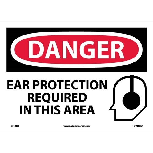 Danger Ear Protection Required In This Area Sign (D513PB)