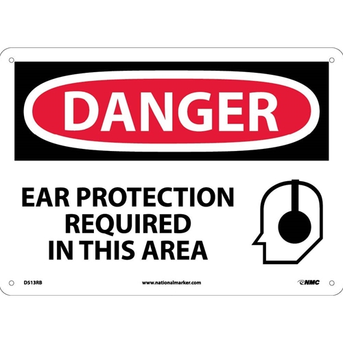 Danger Ear Protection Required In This Area Sign (D513RB)