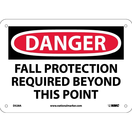 Danger Fall Protection Required Beyond This Point Sign (D528A)