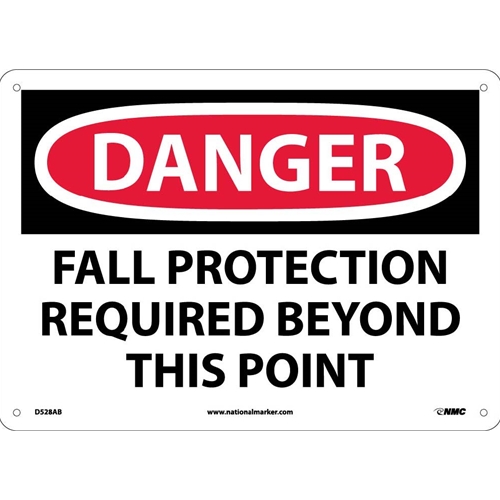 Danger Fall Protection Required Beyond This Point Sign (D528AB)