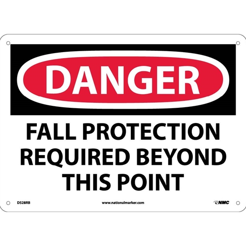 Danger Fall Protection Required Beyond This Point Sign (D528RB)