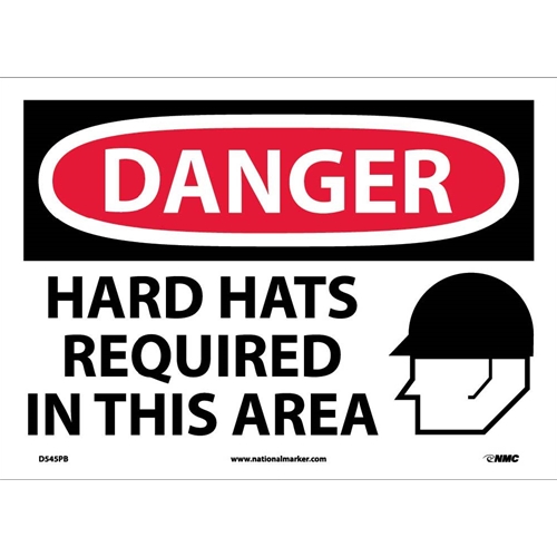 Danger Hard Hats Required In This Area Sign (D545PB)