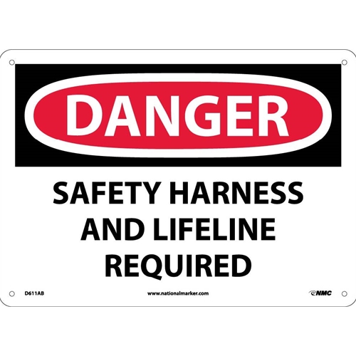 Danger Safety Harness And Lifeline Required Sign (D611AB)