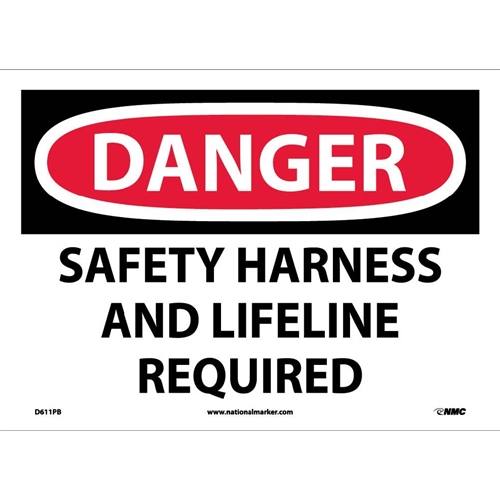 Danger Safety Harness And Lifeline Required Sign (D611PB)