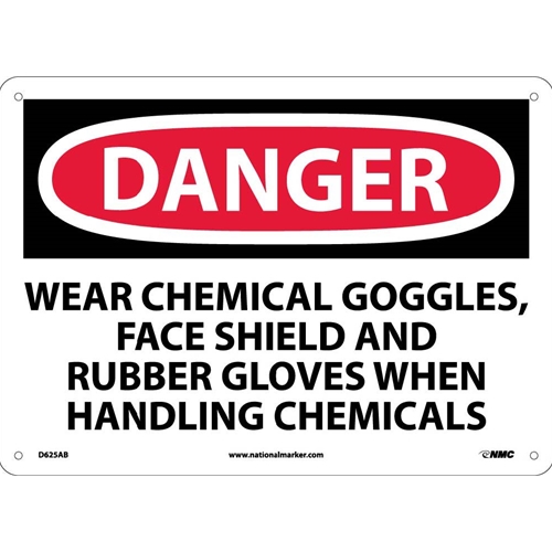 Danger Wear Ppe When Handling Chemicals Sign (D625AB)