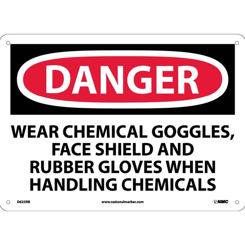 Danger Wear Ppe When Handling Chemicals Sign (D625RB)