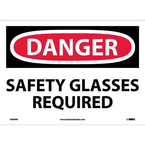 Danger Safety Glasses Required Sign (D649PB)